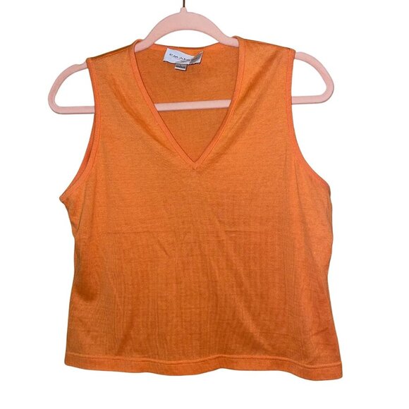 Emanuel Ungaro Tops - Emanuel Ungaro Womens Top Size Large Orange Sleeveless Knit Pure Cotton